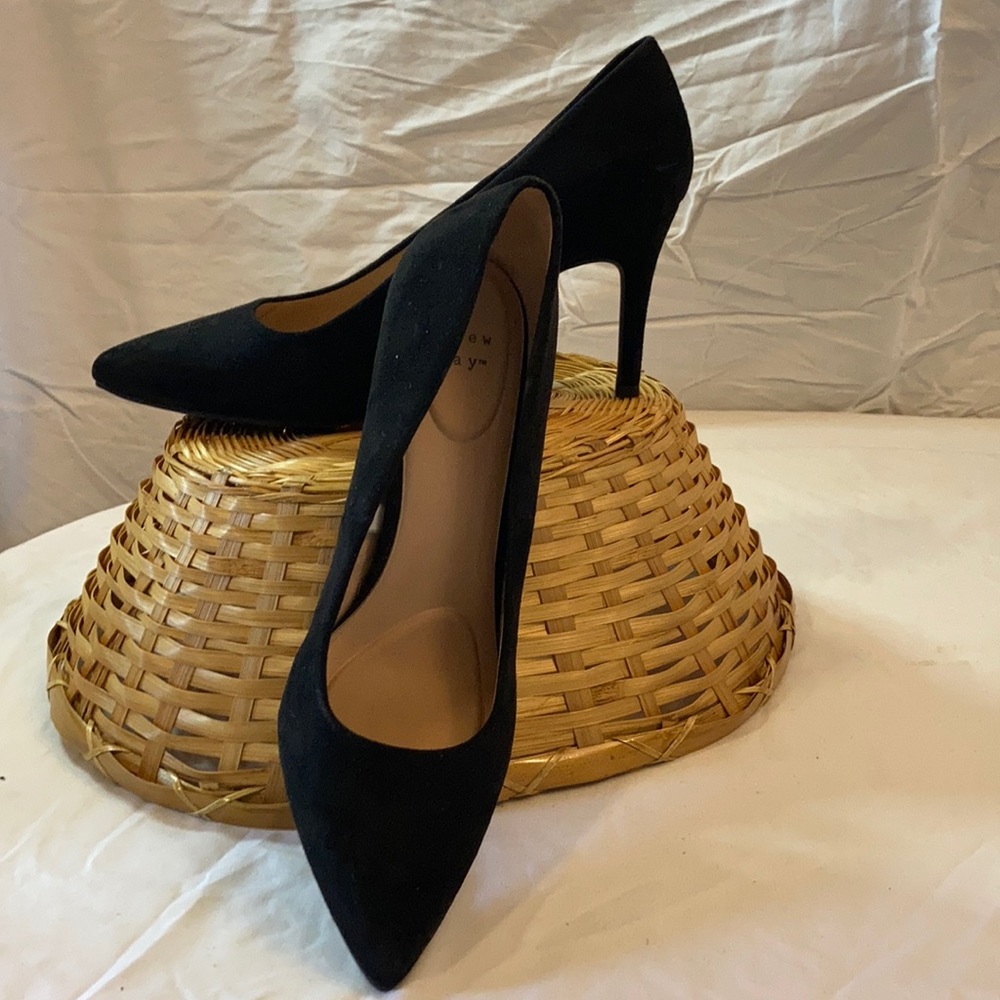Suede black high heels